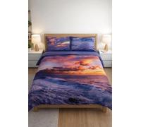 Caleffi Carmassi Parure de lit 2 places en pur coton avec impression mer et coucher de soleil Art Sunset