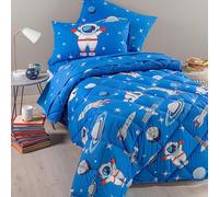 Caleffi Couette d'hiver pour lit une place en coton Art. Espace - Bleu 165 x 265 cm
