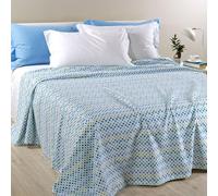 Caleffi Couvre-lit 1 Place et demie Non matelassé, Optique Art, 50% Coton, 50% Polyester, 220 x 260 cm, Bleu, 1006803