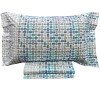 Caleffi Deva Parure de lit simple en flanelle de coton une place, avec drap plat, dessous et taie d'oreiller, bleu