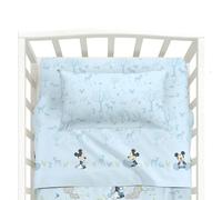 Caleffi Disney Baby - Parure de lit pour berceau de 60 x 120 cm, Mickey, bleu, 100 % coton