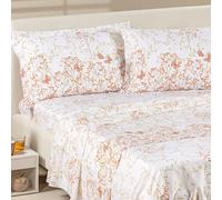 Caleffi Myosotis Parure de lit double en coton et Lyocell - Drap housse 240 x 280 cm, drap housse 180 x 200 cm et 2 taies d'oreiller 50 x 80 cm