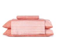 Caleffi Parure de lit Double 100% Coton, Drap-Housse + taie d'oreiller, Corail, Oeko-Tex