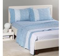 Caleffi Parure de lit double en flanelle 100 % coton NIVES (bleu clair)