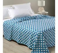 Caleffi Phoenix, Couvre-lit Double Non matelassé, 50% Coton, 50% Polyester, 260 x 260 cm, Bleu - 1007051