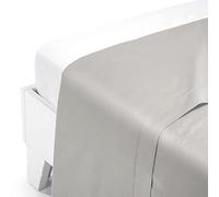 Caleffi Satin Drap Plat, Satin de Coton, Argent, Simple, 62148