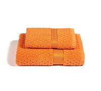 Caleffi - Serviette de Bain 2 Pièces en 100% Coton Eponge - 1 Serviette Toilette 50x100 cm + 1 Serviette Visage 40x60 cm, Douce et Ultra Absorbante - Serviettes Eponge - Lot Serviette