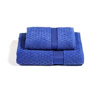 Caleffi - Serviette de Bain 2 Pièces en 100% Coton Eponge - 1 Serviette Toilette 50x100 cm + 1 Serviette Visage 40x60 cm, Douce et Ultra Absorbante - Serviettes Eponge - Lot Serviette