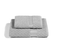 Caleffi - Serviette de Bain 2 Pièces en 100% Coton Eponge - 1 Serviette Toilette 50x100 cm + 1 Serviette Visage 40x60 cm, Douce et Ultra Absorbante - Serviettes Eponge - Lot Serviette