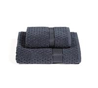 Caleffi - Serviette de Bain 2 Pièces en 100% Coton Eponge - 1 Serviette Toilette 50x100 cm + 1 Serviette Visage 40x60 cm, Douce et Ultra Absorbante - Serviettes Eponge - Lot Serviette