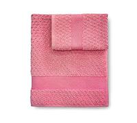 Caleffi - Serviette de Bain 2 Pièces en 100% Coton Eponge - 1 Serviette Toilette 50x100 cm + 1 Serviette Visage 40x60 cm, Douce et Ultra Absorbante - Serviettes Eponge - Lot Serviette