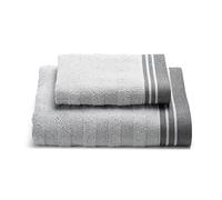 Caleffi - Serviette de Bain 2 Pièces en 100% Coton Eponge - 1 Serviette Toilette 50x100 cm + 1 Serviette Visage 40x60 cm, Douce et Ultra Absorbante - Serviettes Eponge - Lot Serviette