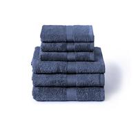 Caleffi Set de serviettes de bain avec invité 6 pièces - Composé de 3 serviettes faciales 55 x 100 cm + 3 serviettes bidet 40 x 60 cm - Coton 100% doux et ultra absorbant - douche, visage et