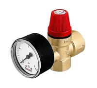 Caleffi Soupape de Sécurité 1/2'' F x 3/4'' F 3 Bar pour le Chauffage avec Manomètre 532143