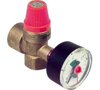 Caleffi Soupape de sécurité à membrane de chauffage, 1/2" x 3/4", 2,5 bar | Avec manomètre, soupape de surpression, soupape de limitation de pression, valve à membrane, 532142
