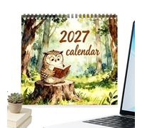 Calendar 2027 Cute Owl Large Blocks Monthly Weekly Daily
