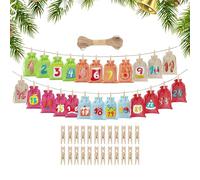 Calendar Advent Bags - Christmas Countdown Set, Reusable Gift Bags for Daily Surprises, Numbered Drawstring Pouches with Fabric Design, Holiday Treat Bag Collection for Family Celebrations