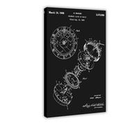 Calendar_clock_or_watch_patent_black Impression sur toile murale moderne pour chambre à coucher avec cadre 61 x 91,4 cm