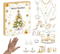 Calendario De Adviento De Joyería - 24 Días Cuenta Atrás Navidad, Conjunto De Collares Pulseras De | Regalo Mujer Adolescente, Aleación Galvanizada, Calendario 2024 Para Fiesta Familiar Ami
