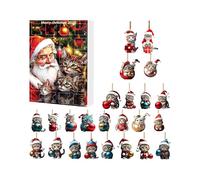 Calendario De Adviento De Navidad Con Juguetes - Set De Cuenta Regresiva 2025, Colgantes De Gatos | Caja Decorativa Navideña Con 24 Juguetes Acrílicos Para Niños Y Niñas, Ideal Para