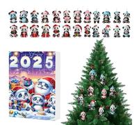 Calendario de Adviento de Panda de Navidad - Conjunto de Acrílicos 2D 24 Días | Colgantes de Animales para Niños, Ventanas, Coche, Puerta, Mochila, Fiesta, Porche, Decoración Navideña