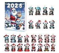 Calendario de Adviento de Panda de Navidad - Conjunto de Acrílicos 2D 24 Días | Colgantes de Animales para Niños, Ventanas, Coche, Puerta, Mochila, Fiesta, Porche, Decoración Navideña