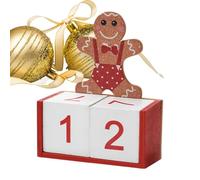 Calendario de cuenta regresiva con forma de hombre de jengibre - Calendario de escritorio con forma de bloc de madera, bloc de cuenta regresiva de Adviento navideño cuadrado giratorio | Decoracion