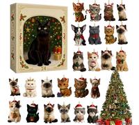 CALENDRES DE L'ANVENT CAT 2025-24 Jours À Rebours De Noël Avec 2D Acrylic Cats Pendants, Mignon Chaton Pendant Calendriers Advent Mini Kitten Christmas Tree Decor Countdown Calendar For Cats Lovers
