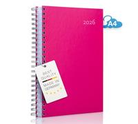 Calendrier 2021 épais « Sei die Heldin de votre vie » (couleur framboise) - Idéal pour le bureau - Reliure à spirales - Une page complète au format A4 par jour - Agenda journalier | Agenda journalier