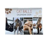 Calendrier 2025-12 mois amusant pour chat | Calendrier sur le thème des boules de chat | Calendrier décoratif 2025 | Calendrier mural chat pour espaces compacts et amateurs de chats
