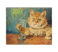 Calendrier 2025 à suspendre avec chat bizarre, calendrier mensuel vertical, planificateur d'horaire familial, organisateur pour amis, calendrier artistique chat unique, calendrier amusant avec images