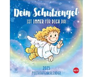 Calendrier 2025 avec ange gardien : calendrier joliment illustré à poser et à suspendre. Calendrier de cartes postales emblématiques. Petit calendrier avec 12 jolies cartes postales