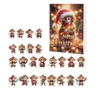 Calendrier 2025 avec pendentif en forme de sapin de Noël, singe, 2D, en acrylique, compte à rebours de Noël, décoration de voiture, vacances, bureau, chambre d'anniversaire