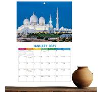 Calendrier 2025,Calendrier d'architecture - Calendrier sur le thème des mosquées du monde - Calendrier planificateur 12 mois, planificateur mural de bâtiments célèbres pour dortoir scolaire
