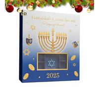 Calendrier 2025 Chanoukka | Pendentif plat en acrylique 2D pour décoration d'intérieur - Calendrier de compte à rebours de 24 jours pour hommes, femmes, filles, mari, épouse, fils, fille