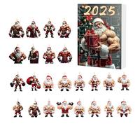 Calendrier 2025 de Noël Countdown - 24 jours 2D Acrylic Bodybuilder Ornement, Adorable Advent Style Holiday Decor | Lovable Festive For Family Kids Friends Boys Women Youth