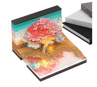 Calendrier 2025 - Design cabane dans les arbres, mémo de sculpture en papier, bloc-notes de bureau | Organiseur de bureau créatif avec caractéristique artistique, configuration mensuelle décorative de