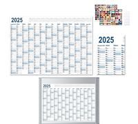 Calendrier 2025 - Planificateur annuel mensuel - Calendrier mural 2025 - Calendrier mural une page - Calendrier de vacances - Organiseur quotidien pour l'école à la maison