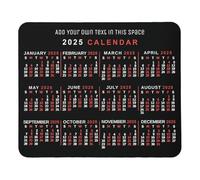 Calendrier 2025 Tapis de souris Tapis de souris Happy Add Your Own Text Cadeau du Nouvel An 30 x 24,9 cm Couleur : calendrier rouge 2025