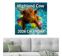 Calendrier 2026 12 | Planificateur 2026 Calendrier Mural Highland Cow,Planificateur Mensuel Avec Papier épais | Pour Décoration Maison Enseignant Étudiant Famille Salle École Bureau