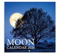 Calendrier 2026-2026 au Royaume-Uni de janvier 2026 à décembre 2026, calendrier mural motif lune et étoiles, 30 x 30 cm
