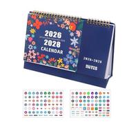 Calendrier 2026-2028, année scolaire, trois ans, janvier 2026 à déc 2028, calendrier familial, format paysage, avec 144 autocollants et jours fériés mondiaux (26,5 x 18,5 cm)
