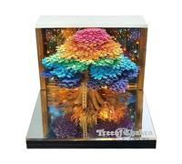 Calendrier 2026 3D avec arbre fleuri 3D - Mini calendrier de bureau - Bloc-notes LED - Avec lumière de bureau