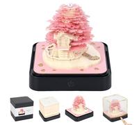 Calendrier 2026 3D avec lumières LED, bloc-notes 3D, papier créatif, bloc de construction, art papier, maison d'arbre avec boîte d'affichage, autocollants détachables, décoration de table, 9,8 x 9,8 x