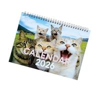 Calendrier 2026 à double spirale sur le thème des chatons - Calendrier mensuel mural 2026 - 12 mois de janvier à décembre pour la maison