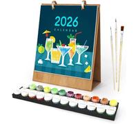 Calendrier 2026 à peindre par numéros pour adultes, Kit peinture DIY avec 12 plantes vertes différentes, Calendrier de bureau ou mural décoratif pour maison et bureau