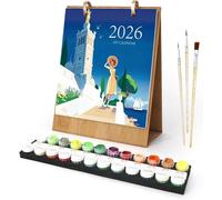Calendrier 2026 à peindre par numéros pour adultes, Kit peinture DIY avec 12 plantes vertes différentes, Calendrier de bureau ou mural décoratif pour maison et bureau