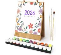 Calendrier 2026 à peindre par numéros pour adultes, Kit peinture DIY avec 12 plantes vertes différentes, Calendrier de bureau ou mural décoratif pour maison et bureau