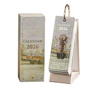 Calendrier 2026 à rabat de style européen vintage avec peinture à l'huile, calendrier de bureau élégant, organiseur de bureau et organisateur de bureau, 12 mois de thèmes de vacances de peinture à