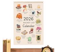 Calendrier 2026 - Aquarelle - Planificateur d'objectifs inspirant sur 12 mois avec illustrations de motivation, pour salle de classe, salle à manger, dortoir, chambre à coucher, étudiants,